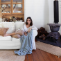 Bambury Channel Throw, Cushion & Hot Water Bottle Bundle Set 